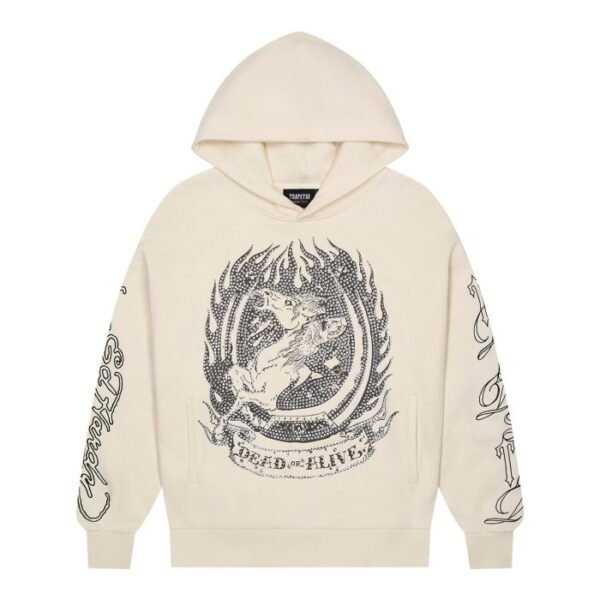 Bluza Trapstar X Ed Hardy Dead or Alive Z Kryształkami – Kremowa