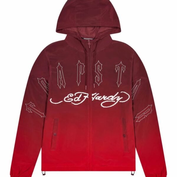 Kurtka Przeciwwiatrowa Trapstar X Ed Hardy – Czerwona