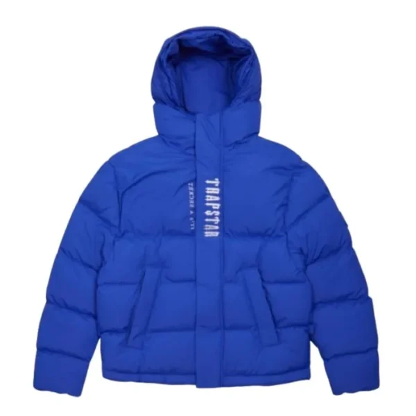 Niebieska Kurtka Puchowa z Kapturem Trapstar Decoded